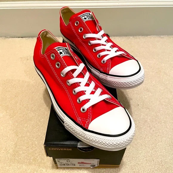 Red converse all star low sale